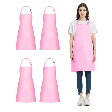 loteaf 4 Packs Chef Apron with 2 Pockets, Waterproof Adjustable Apron for Men Women Perfect for Kitc...