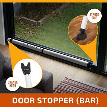 Door Stopper Alarm and Door Security Bar Bundle - House, Apartment, School, Hotel Door Security Syst...