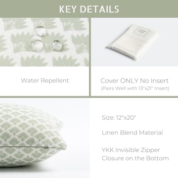 Crumbs Home Water Repellent Lumbar Pillow Cover 12x20