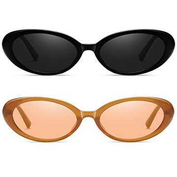 Verfimaci Retro Oval Sunglasses for Women Driving Fashion Cat Eye Glasses