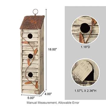 Glitzhome 17.95" H Wooden Three-Tier Hanging Distressed Garden Birdhouse Decorative Bird House for O...