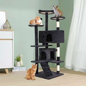 BestPet 54in Cat Tree Tower for Indoor Cats,Multi-Level Furniture Activity Center with Scratching Po...