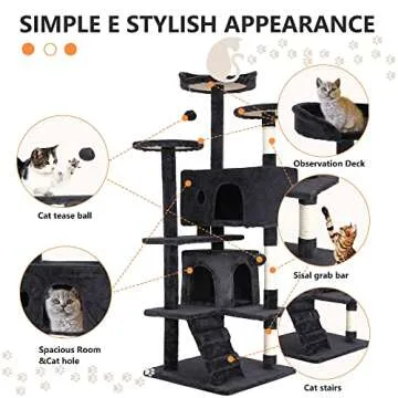 BestPet 54in Cat Tree Tower Activity Center for Cats