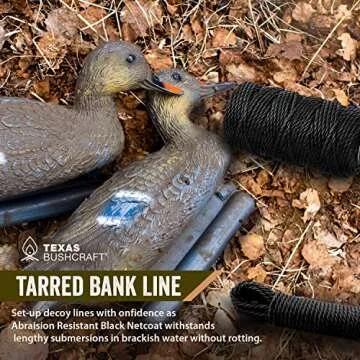 Texas Bushcraft Tarred Bank Line Twine - #36 Black Nylon String for Fishing, Camping and Outdoor Survival – Strong, Weather Resistant Bankline Cordage for Trotline (1/4 lb, Twisted)