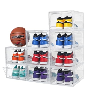 Attelite X-Large Clear Shoe Boxes Stackable Plastic Shoe Organizer,Thicken & Sturdy Shoe Storage Box...