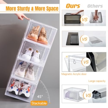 Attelite X-Large Clear Stackable Shoe Boxes for Storage
