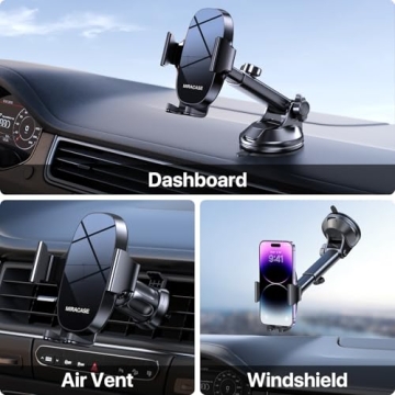 Universal Car Phone Holder Mount for iPhone Samsung Secure Adjustable