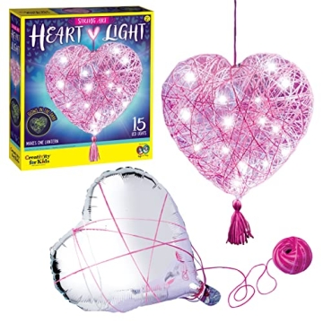 Creativity for Kids String Art Heart Light Craft Kit - Fun Kids Arts and Crafts for Ages 8-12