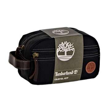 Timberland Men's Toiletry Bag Canvas Travel Kit Organizer, Black, One Size