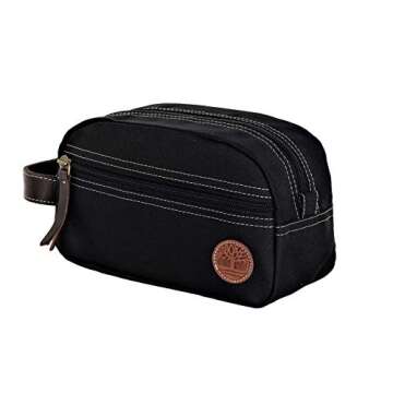 Timberland Men's Toiletry Bag Canvas Travel Kit Organizer, Black, One Size