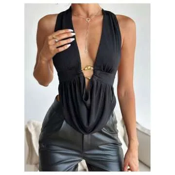 Stylish SOLY HUX Open Back Deep V Neck Tank Tops for Women