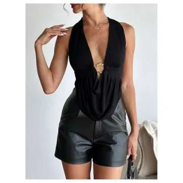 Stylish SOLY HUX Open Back Deep V Neck Tank Tops for Women