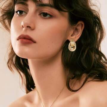 VANGETIMI Chunky Gold Statement Earrings for Women - Trendy, Fashion Knot Geometric Drop Dangle Earr...