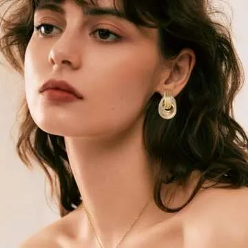 VANGETIMI Chunky Gold Statement Earrings for Women - Trendy, Fashion Knot Geometric Drop Dangle Earr...