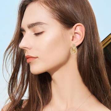VANGETIMI Chunky Gold Statement Earrings - Trendy Jewelry