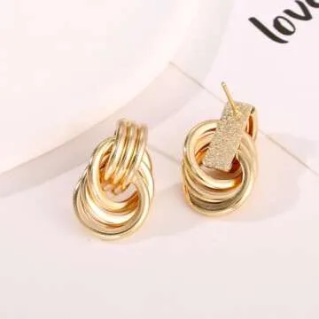 VANGETIMI Chunky Gold Statement Earrings - Trendy Jewelry