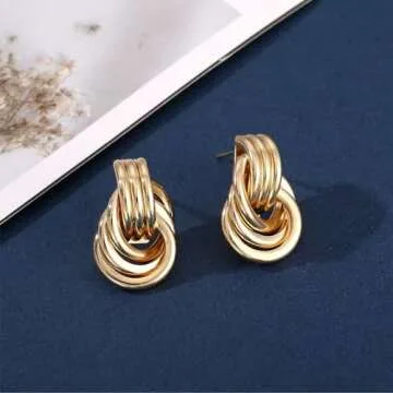VANGETIMI Chunky Gold Statement Earrings - Trendy Jewelry