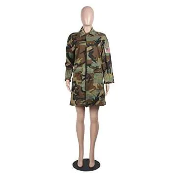 Womens Camo Broken Heart Printed Lightweight Overcoat