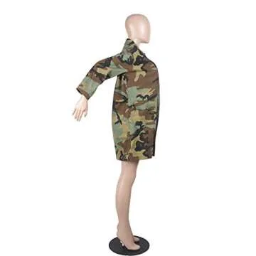 Womens Camo Broken Heart Printed Lightweight Overcoat