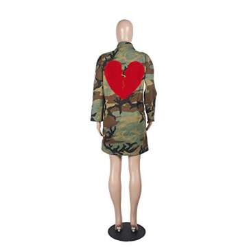 Womens Camo Broken Heart Printed Lightweight Overcoat