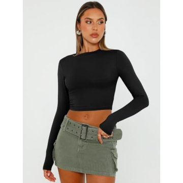Trendy Queen Women's Long Sleeve Crop Top - Versatile Spring Fashion Essentials