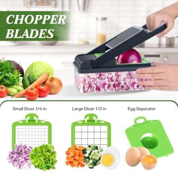 HomeHacks Vegetable Chopper Vegetable Cutter, 12 in 1 Kitchen Gadget, Dicer, Slicer, Onion Chopper, ...