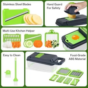 HomeHacks Vegetable Chopper Vegetable Cutter, 12 in 1 Kitchen Gadget, Dicer, Slicer, Onion Chopper, Salad Chopper, Cheese Grater & Egg Separator - Multi-Functional Veggie Chopper Lid with Handle