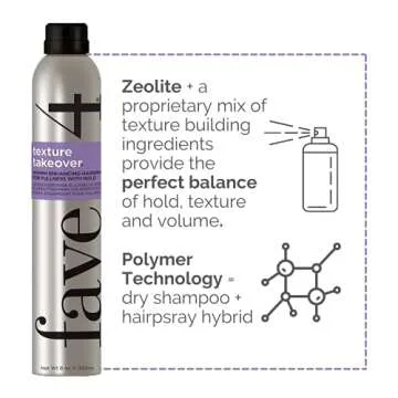 fave4 hair Texture Takeover Hairspray, Oomph Enhancing Texturizing Spray for Volume, 8 oz