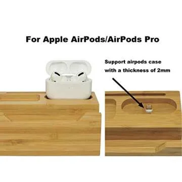 BoxThink Charging Station Apple Watch Airpods Charger Stand iphone Charging Dock Cable Management Wood Charging Station with 3 USB Ports Compatible with AirPods/Apple Watch Series3/2/1/iPhone