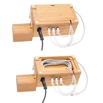BoxThink Charging Station Apple Watch Airpods Charger Stand iphone Charging Dock Cable Management Wood Charging Station with 3 USB Ports Compatible with AirPods/Apple Watch Series3/2/1/iPhone