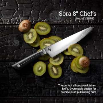 Shun Sora 8" Chef's Knife, Handcrafted Japanese Kitchen Knife, VG10 Steel Edge and 420J Stainless St...