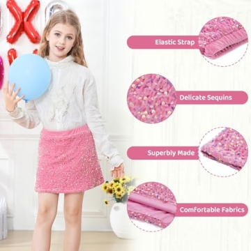 Dazzling Century Star Sequin Skirt for Girls 8-9 Years