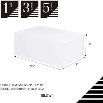 BLK&WH 5 Gift Boxes 9x6.5x3.8 Inches, White Gift Boxes, Gift Boxes with Lids, Bridesmaid Proposal Boxes, Collapsible Gift Boxes for Gift Packaging (Matte White)