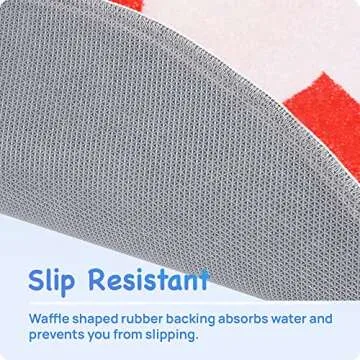 Snack Break | Cute Red Heart Rug for Bathroom, Bedroom and Living Room | Non-Slip Backing | Ultra Soft Machine Washable Microfiber