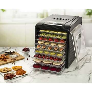 Gourmia GFD1950 Premium Electric Food Dehydrator Machine - Digital Timer and Temperature Control - 9 Drying Trays - Perfect for Beef Jerky, Herbs, Fruit Leather - BPA Free - Black