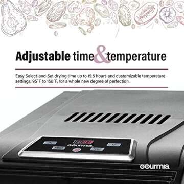Gourmia GFD1950 Premium Electric Food Dehydrator Machine - Digital Timer and Temperature Control - 9 Drying Trays - Perfect for Beef Jerky, Herbs, Fruit Leather - BPA Free - Black