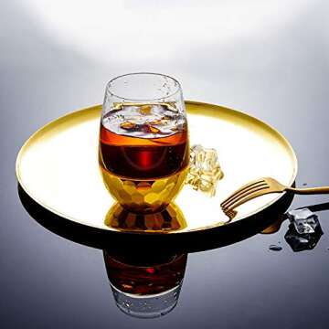 HOMIP Unbreakable Stemless Wine Glasses - 16 oz White and Red Wine Plastic Tumbler - Outdoor Pool Safe Disposable Shatterproof Gold Cocktails & Scotch Wine Goblet for Homes, Camping - Set of 4