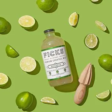 Ficks Margarita Premium Cocktail Mix (3-Pack) - Real Lime Juice & Agave Makes 10 Drinks per Bottle, All Natural, Low in Sugar & Calories - Perfect with Tequila or Mezcal