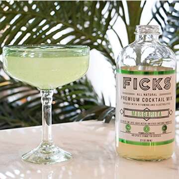 Ficks Margarita Premium Cocktail Mix (3-Pack) - Real Lime Juice & Agave Makes 10 Drinks per Bottle, All Natural, Low in Sugar & Calories - Perfect with Tequila or Mezcal