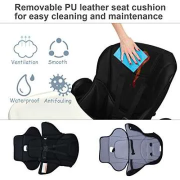 INFANS High Chair for Babies & Toddlers, Foldable Highchair with Multiple Adjustable Backrest, Footrest and Seat Height, Removable Tray, Detachable PU Leather Cushion, Built-in Rear Wheels (Black)