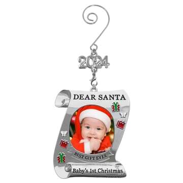 Baby's First Christmas Keepsake Photo Ornament - 2024 Dated Ornament for Newborn - Dear Santa Pictur...