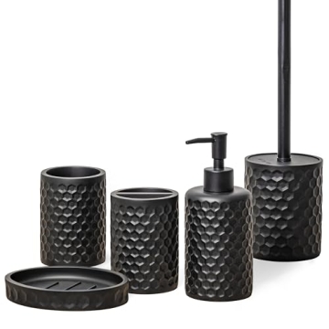 zccz Bathroom Accessories Set 5 Pcs - Soap Dispenser, Toilet Brush Holder, Toothbrush Holder, Bathro...