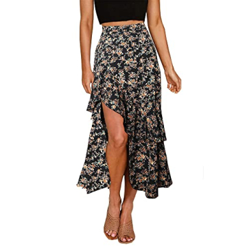 BTFBM Women's 2024 Summer Boho Floral Print Maxi Skirt with Built-In Shorts - Stylish & Comfortable