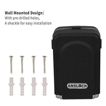 ANSLOCK Key Lock Box, Outside Key Storage Lockbox with Code for Office, House, Warehouse, Wall Mount Push Button Combination Electronic Security Key Safe Holder Box