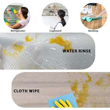 AKINLY 9 Pack Refrigerator Mats,Washable Fridge Mats Liners Easy to Clear Fridge Pads Mat Shelves Drawer Table Mats Refrigerator Liners for Shelves,White