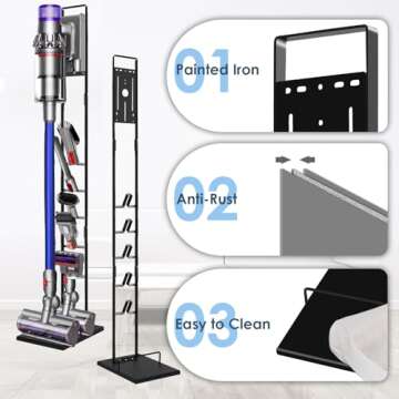 Lasvea Vacuum Stand for Dyson V6, V7, V8, V10, V11, V12, V15 Cordless Cleaners - Heavy Base Metal Br...