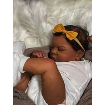 TFJS Reborn Baby Dolls - Black Girl, 19 Inch Realistic Newborn, African American, Dark Skin Silicone