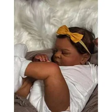 TFJS Reborn Baby Dolls - Black Girl, 19 Inch Realistic Newborn, African American, Dark Skin Silicone