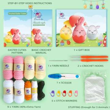 Crochetta Crochet Kit for Beginners, Crochet Starter Kit with Step-by-Step Video Tutorials, Amigurum...