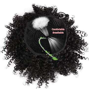 Afro Puff Ponytail Drawstring Synthetic Short Kinky Curly Pineapple Ponytail Donut Chignon Hairpieces Wig 115g Wrap Updo Hair Extensions With Two Clips 1B